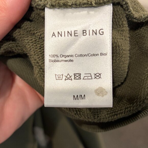 EXCELLENT CONDITION Anine Bing Archer Army Green Graphic Cotton Sweatshirt Sz: M - Picture 9 of 10